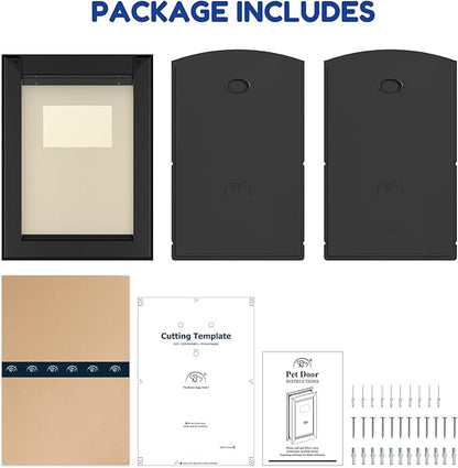MAVRICFLEX Heavy Duty Dog Door for X-Large Dogs Up to 220LBS, Aluminum Frame Dog Door with Double Sliding Panel and 2 Soft Flaps, Easy to Install, Extra-Large, Black
