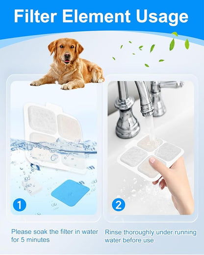12 Set Dog Water Filter Replacement Compatible with oneisall PW07SAU 10L/2.64Gal, Dog Water Fountain Filter Fit for oneisall, Multilayer Filtration System 12Pre-Filter+12 Filters+12 Sponges