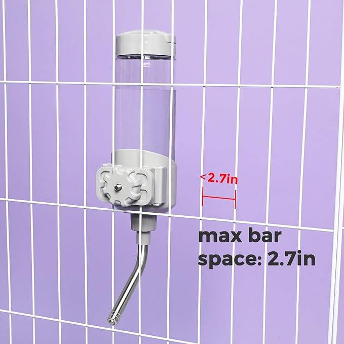 VANNON Top Fill Dog Water Dispenser for Cage, 23oz Auto Feeding Crate Water Bottle for Dogs, Cats & Rabbits, Pet Nozzle Diameter: 12mm, BPA Free, Grey