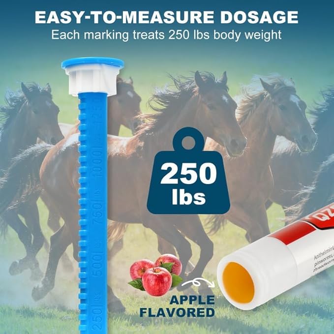 Ivermectin Horse Paste Dewormer , Horse Wormer Paste, Apple Flavor, 0.21 Ounces, 6 Pack
