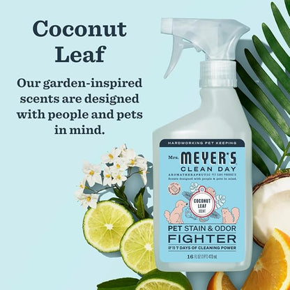 Mrs. MEYER'S CLEAN DAY Pet Stain & Odor Fighter,Coconut Leaf Scent,16oz,(Pack of 2)