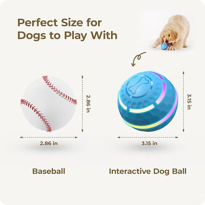 Apasiri Interactive Dog Toys: Automatic Moving Dog Balls with LED Lights, Puppy Toy to Keep Them Busy, Shaky Dog Ball for Small,Medium,Large Dogs, Dog Toys for Aggressive Chewers,Rechargeable - (Blue)