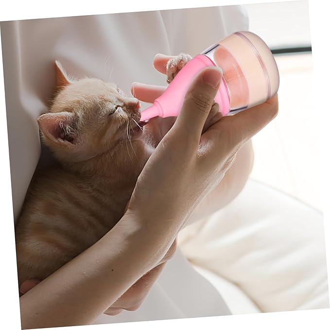 Mikikit Newborn Pet Feeding Bottle Kit Cat Milk Bottle Silicone Nipples Cleaning Brush