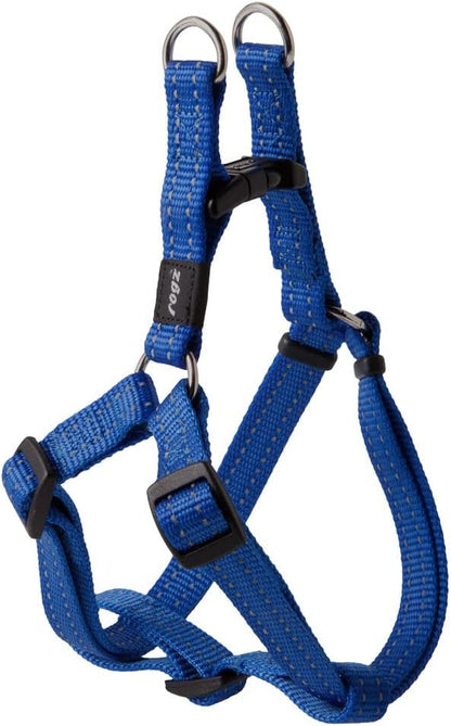 Reflective Adjustable Dog Step in Harness for Medium Dogs; matching collar and leash available, Blue