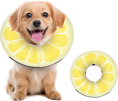 Adjustable Inflatable Dog Cone Collar for Surgery Recovery, Soft Cone for Dogs & Cats, Portable & Washable Dog Donut Collar, Large Cat Cone E Collar (Yellow M)