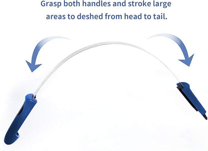BOTH WINNERS Dual-Sided Shedding Blade with Stainless Steel Blade De-Shedding Tool for All Dog Coat Types- Soft Touch Grip (BLUE)