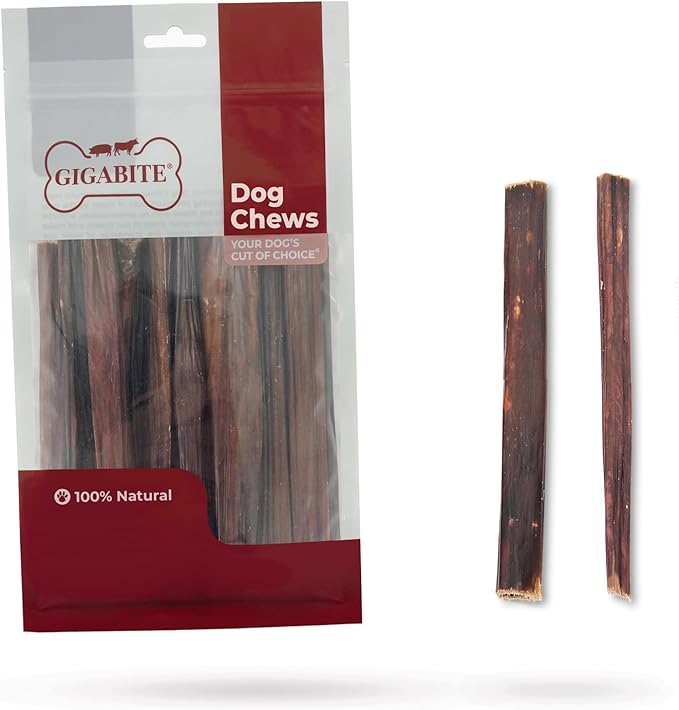 GigaBite Beef Esophagus Dog Treats - Natural Gullet Sticks for Dogs, High Protein Single Ingredient Dog Chews, Rawhide Free Dental Dog Treats for All Dog Breeds - Sticks (6 Inch), Pack of 18