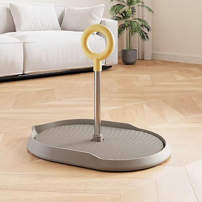 Dog Potty Tray with Handle, minandhua Indoor Puppy Potty Training Tray & Pee Pad Holder, Oval Design with Pour Spout & Non-Slip Grid, Easy-Clean for Small Medium Large Dogs (Brown)