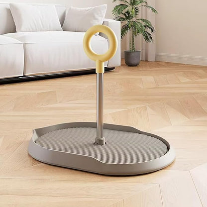 Dog Potty Tray with Handle, minandhua Indoor Puppy Potty Training Tray & Pee Pad Holder, Oval Design with Pour Spout & Non-Slip Grid, Easy-Clean for Small Medium Large Dogs (Brown)