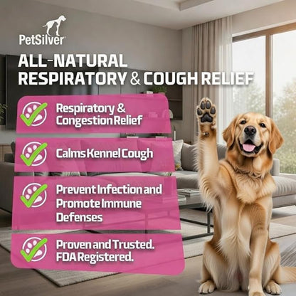 PetSilver Immune Support - Promotes Respiratory Health in Cats & Dogs, Sinus & Kennel Cough Treatment, Natural Antibiotic, Allergy Relief, Chelated Silver Formula, Easy-to-Use Dropper, USA - 2 fl oz