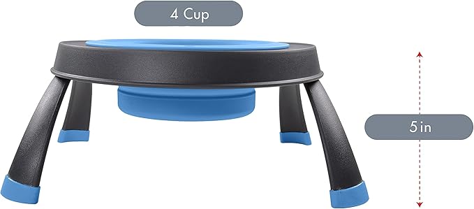 Dexas Pets Single Elevated Pet Feeder/Pet Bowl, 4 Cup Capacity, Pro Blue (PW1404322194)