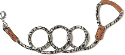 Mile High Life | Premium Leather Handle Dog Leash | Strong Rope Leash | Zinc Alloy Strong Clasp | Small Medium Large Dogs | 4/5/6 Feet(White, 48 Inch (Pack of 1))
