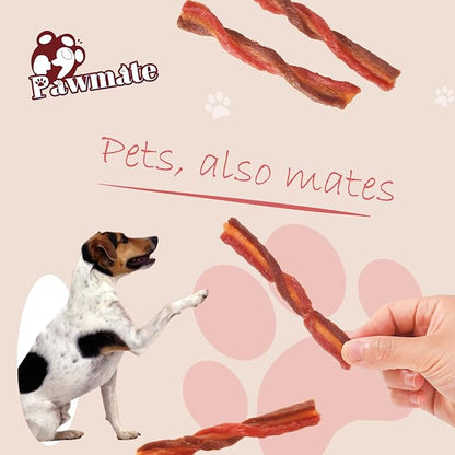 Triple Flavored Dog Treats Chicken, Duck & Beef Twists, Healthy Low Fat Dog Jerky Chews, High Protein Training Treats Snacks for Small Medium Large Breed, 10.6 oz