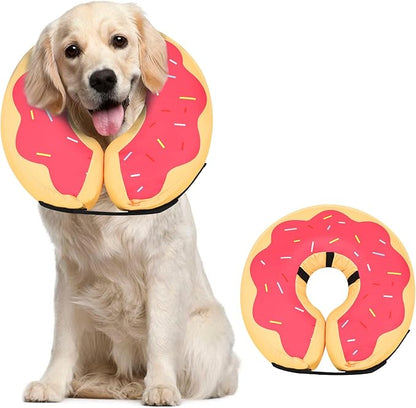 MIDOG Inflatable Dog Cone Alternative for After Surgery - Soft Protective Donut Collar Prevents Licking & Allows Eating, Comfortable Recovery E-Collar Alternative for Small Medium Large Dogs (Red,L)