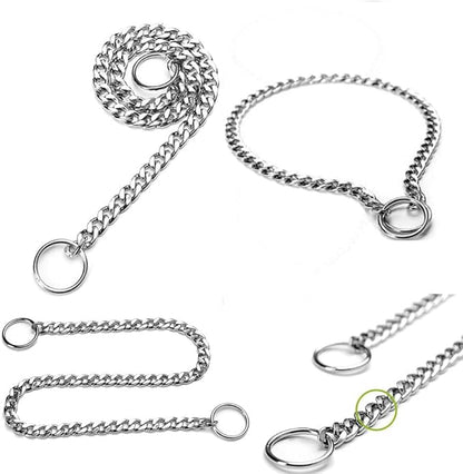 Slip P Puppy Chain Collars for Dogs, Silver XS Metal Training Martingale Collar for XXS Small Medium Large Dogs