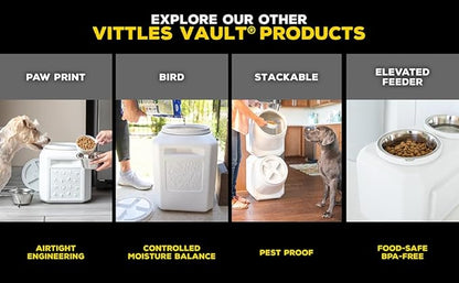 Vittles Vault Traditional Pet Food Storage Container For Dog Kibbles/Bird Seed/Oatmeal/Rice/Flour/Cereal, BPA Free Plastic, Sealed Airtight For Cat Food, Up To 80 lb, Made in USA, With Scoop, Gray