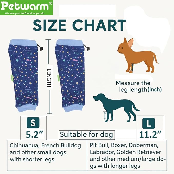 PetWarm Dog Recovery Sleeve 4pcs Set, Dog Leg Sleeve, Ideal for Comfort and Support During Pet Recovery, Suitable for Active or Support Recoverying Pet Use, Blue, L