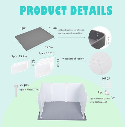 Dog Litter Box with High Walls,Indoor Dog Potty for Small to Medium Dogs,No Spill Pee Pad Holder Tray for Dogs Work with Most Training Pads and Easy to Clean.