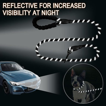 BARKBAY Dog Leashes for Large Dogs Heavy Duty Dog Leash 4/5/6 FT with Comfortable Padded Handle and Highly Reflective Threads for Medium Large Dogs Walking Training Running (5FT-1/2'',Black)