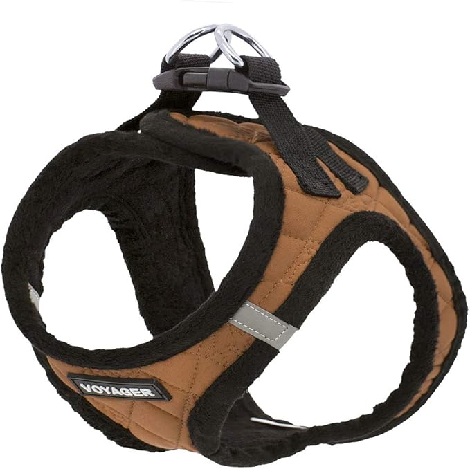 Best Pet Supplies - All Weather Plush, Reflective, No Pull Harness for Small, Medium Dogs, Cats - Secure with Hook & Loop Fastener, Buckle, Double D-Rings - Beige Plush, XS