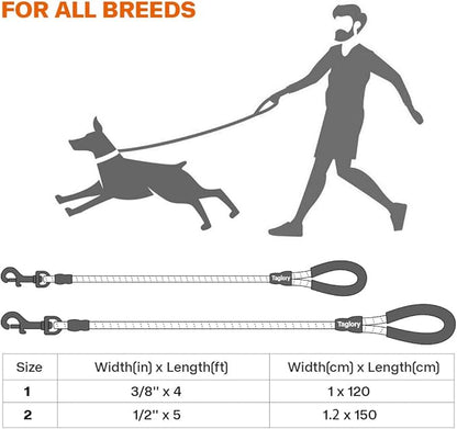 Taglory Rope Dog Leash 4 FT with Comfortable Padded Handle, Highly Reflective Threads Leash and Anti-Tangle Clip for Walking Small Dogs, 3/8 inch, Purple