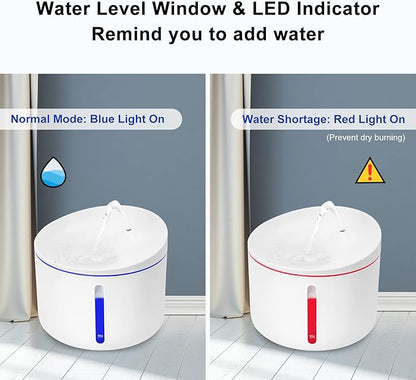 DOGNESS D03 Pet Water Fountain, 1L Healthy and Hygienic Drinking Fountain Super Quiet Flower Automatic Electric Water Bowl for Dogs, Cats, Birds (White)