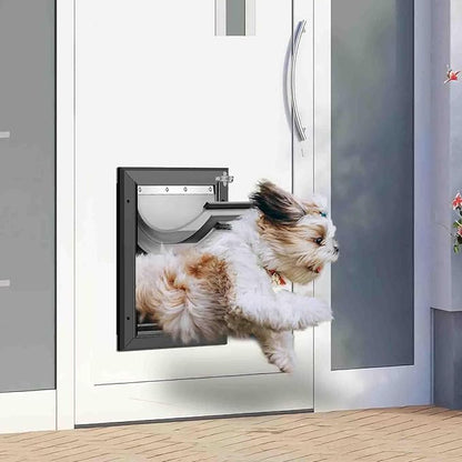 [Petoasis] 3-Flaps Heavy-Duty Dog Door, Rust Proof Aluminum Alloy Frame, Extreme Weather Dog Door Can Block Wind, Snow, and Rainwater Intrusion (Black, Meduim for Door)