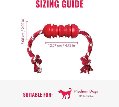 KONG Dental with Rope- for Dog Dental Care - Stuffable Chew Toy - Provides Chewing Outlet & Satisfies Instinctual Needs - Cleans Teeth & Gums - Made with Durable Natural Rubber - for Medium Dogs