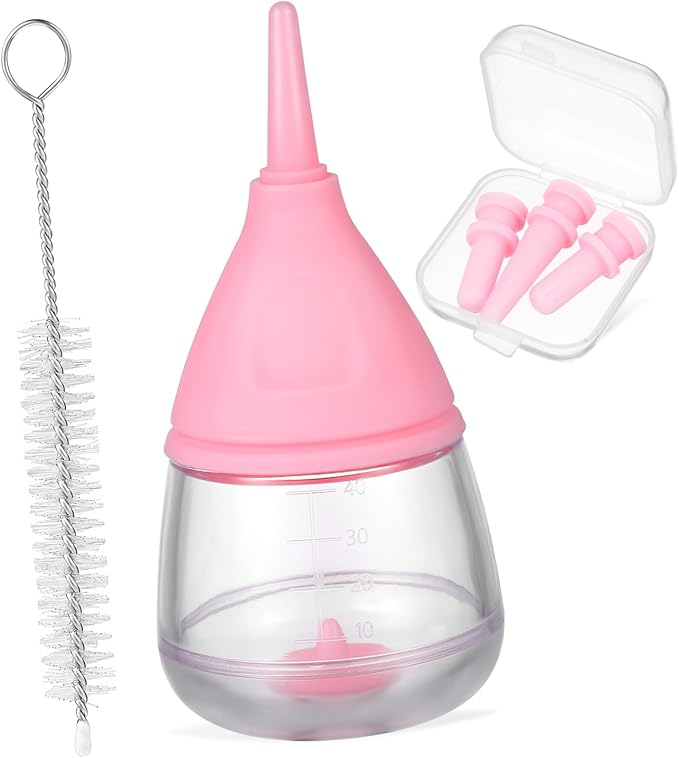 WOONEKY Silicone Nursing Bottles for Puppies Kitten Newborn Puppy Feeding Supplies Dog Bottles Milk Cleaning Brush