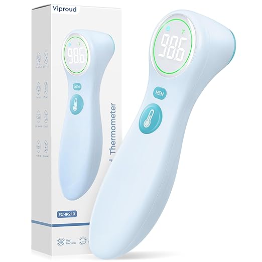 No-Touch Thermometer for Adults and Kids, 1-Second Fast Reading, Color-Coded Fever Alarm, Silent Mode, Object & Room Temperature Function