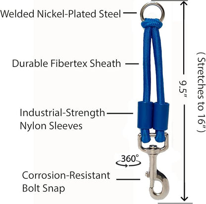 BUNGEE DOG LEASH EXTENSION – Patented Shock Absorber Attachment Protects You and Your Dogs – Works with ANY Leash & Collar or Harness – a MUST for Retractable Leashes – PICK SIZE/COLOR BELOW