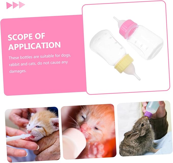 2pcs Cat Milk Bottle for Kitten Feeding Kitten Nursing Bottles Pet Feeder Pacifier Container
