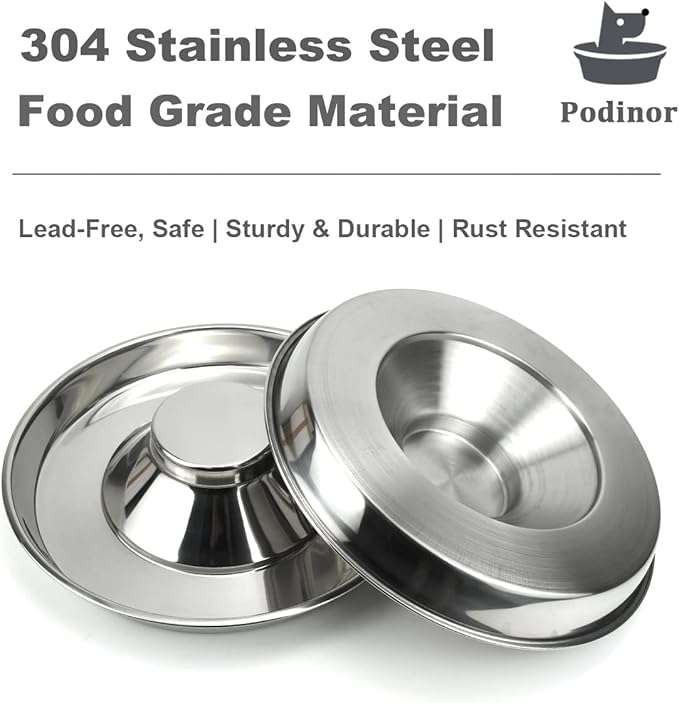 Stainless Steel Puppy Dog Bowls 2 Pack, Pets Puppies Feeding Food and Water Weaning Bowls Dishes Feeder, 13.4 Inch