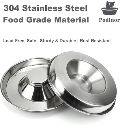 Stainless Steel Puppy Dog Bowls 2 Pack, Pets Puppies Feeding Food and Water Weaning Bowls Dishes Feeder, 11.8 Inch