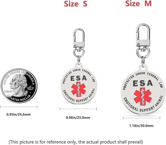 Emotional Support Dog Patches 2 pcs, Emotional Animal ESA ID Tag, Easily Attach to Collar, Harness (M)