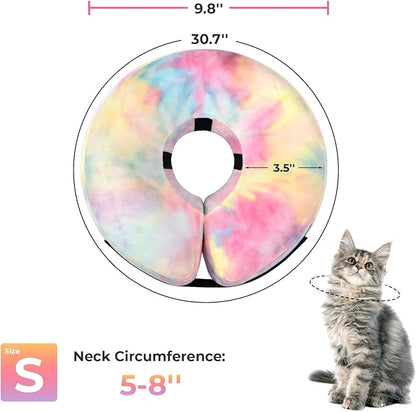 Dog Cone, Uadonile Inflatable Cone Collar for Dogs and Cats, Dog Neck Collar Recovery E-Collar Alternative After Surgery, Elizabethan Collar for Dogs Recovery(Tie-dye Pink Blue, S)