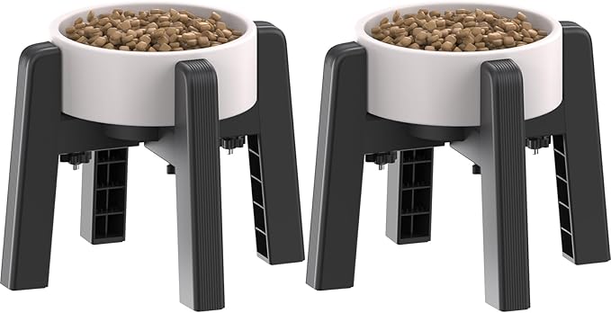 CZPET Dog Bowl Stand with Adjustable Width [2 Pack, Stand Only], Elevated Pet Water & Food Bowl for Medium Pets, Stable and Anti-Slip Raised Bowl