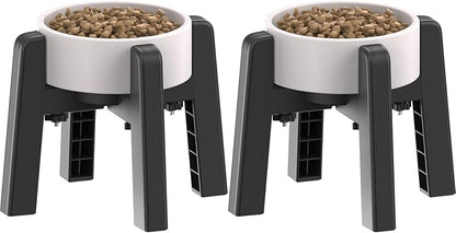 CZPET Dog Bowl Stand with Adjustable Width [2 Pack, Stand Only], Elevated Pet Water & Food Bowl for Medium Pets, Stable and Anti-Slip Raised Bowl