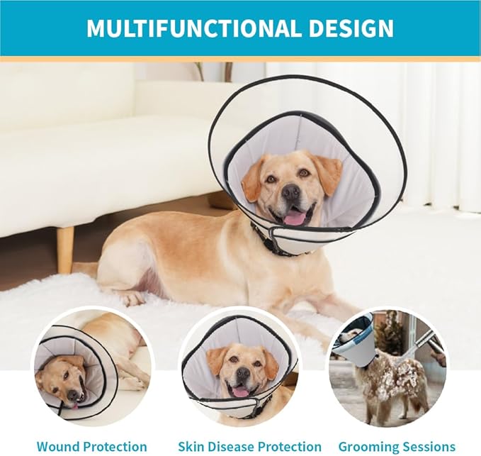 Dog Cone Collar, Pet Cone for Dogs to Stop Licking, Comfy Dog Cones for Large Medium Small Dogs, SoftCones for DogsAfter Surgery, Head Neck Elizabethan Collar