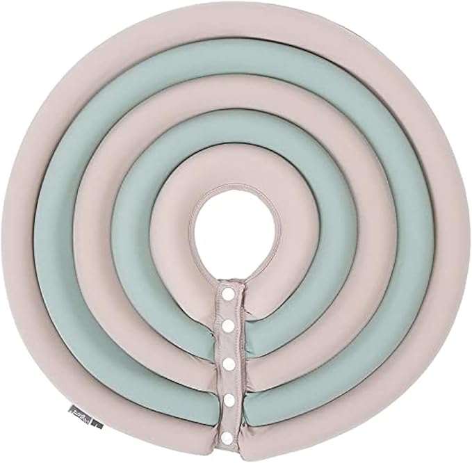 Dog Cone Collar, Inflatable Dog Neck Donut Collar Alternative After Surgery, Soft Protective Recovery Cone for Small Medium Large Dogs and Cats Puppies - Alternative Collar (Beige Green,XS)