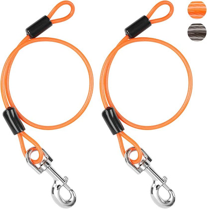 Chew Proof Dog Leash Extender, 24'' Wire Rope Extension for Small, Medium, Large Dogs, Walking, Training Puppies, Dual 2-Dog Leash, Metal Cable Lead for Collar & Harness