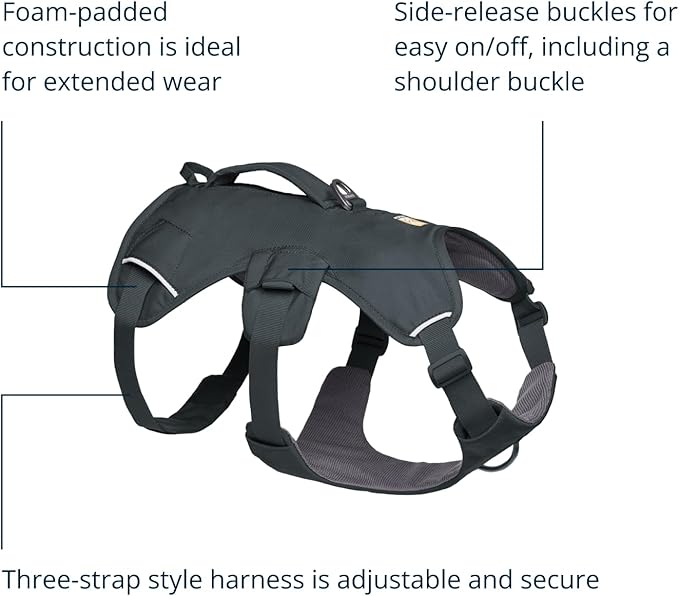 Ruffwear, Web Master, Multi-Use Support Dog Harness, Hiking and Trail Running, Service and Working, Everyday Wear, Basalt Gray, Medium