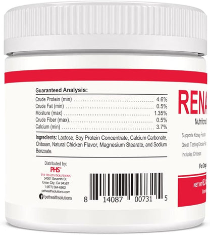Renakitin Kidney Supplements for Dogs Cats - Contains Chitosan & Calcium Carbonate, Support Optimal Kidney Function, Great Tasting Chicken Flavor, 6.3 oz