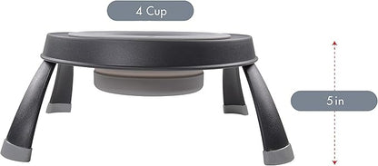 Dexas Pets Single Elevated Pet Feeder/Pet Bowl, Large/ 4 Cup Capacity, Light Gray