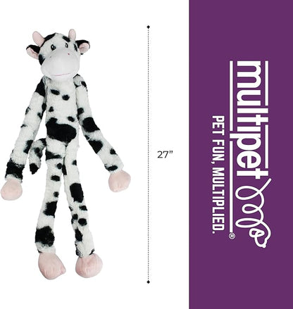 Multipet Swingin' Slevin Cow Dog Plush Toy - Squeaky Toys for All Dogs - Extra Soft Plush - Stuffed Animal for Cuddling & Playing - Cute (27”, White, 5 Squeakers)