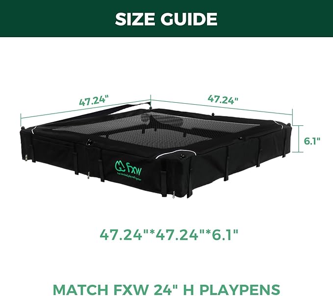 FXW Homeplus Indoor Dog Playpen with Square Mesh Top Cover for Escape Prevention, 24 Inch 8 Panels Heavy Duty Dog Pen for Puppies and Small Dogs, White│Patented