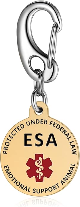 Service Dog Tag/ESA Animal Tag - Double Sided with Federal Protection & Red Medical Alert Symbol| Easily Attach to Collar, Harness, Vest | Service Dog Identification Tag