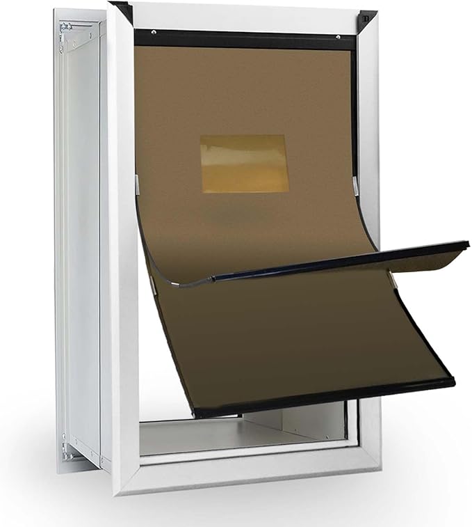 FUELIO XL Dog Door for Wall - Aluminum Doggy Door for Wall Mounting - Double Flap for Ruff Weather, Extra Large Size for Giant Breed- Pet Safe Design