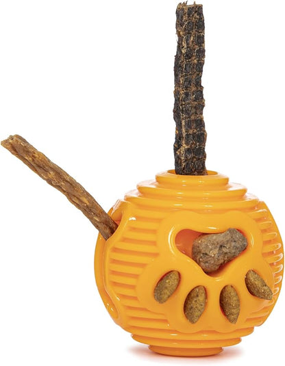 Hank & Harley Dog Toy Treat Ball- Entertain with Food & Treat Dispensing, Fetching and Chewing Toys. Amazing Durability, Dishwasher Safe, BPA Free Non-Toxic Rubber (Ball)