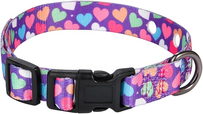 Rhea Rose 3/4 Inch Replacement Collar Strap Shock Collar with 2 Holes, Compatible with Nearly All Brands and Models of Underground Electric Dog Fences and Training Collars, Heart Print Pattern